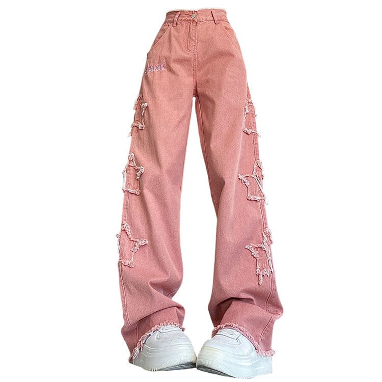 Y2K Pink Star Jeans - S / Pink - Jeans