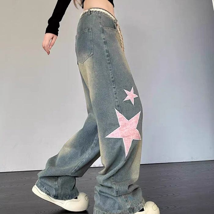 Y2K Pink Star Vintage Jeans - Jeans