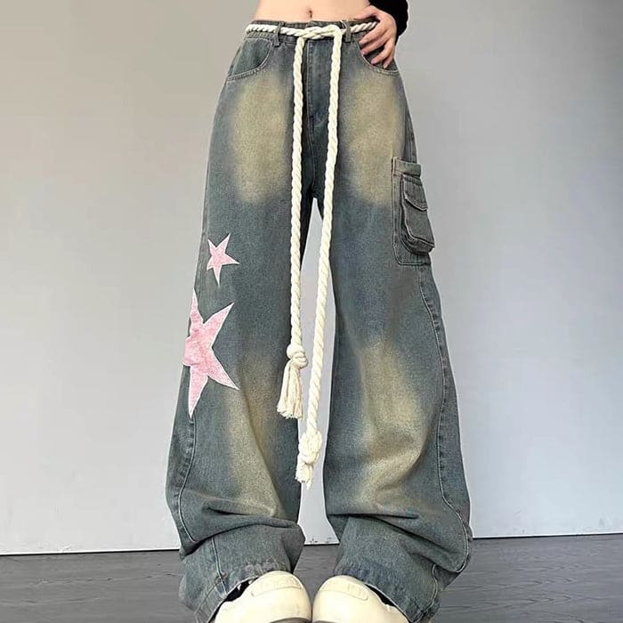 Y2K Pink Star Vintage Jeans - Jeans