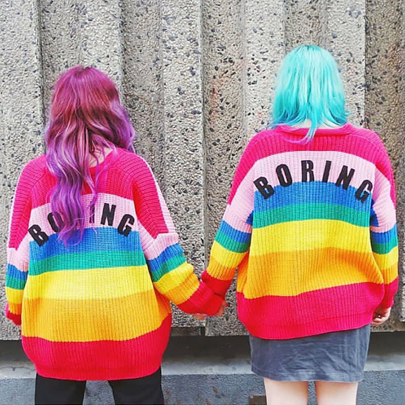 Y2K Rainbow Cardigan - Free Size / Multicolor - T-Shirts