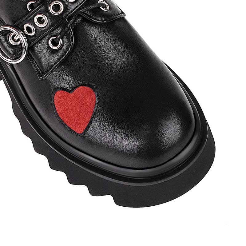 Y2K Red Heart Lolita Mary Janes Shoes