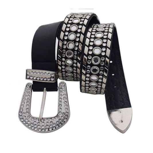 Y2K Rhinestone Belt - Black - Belts