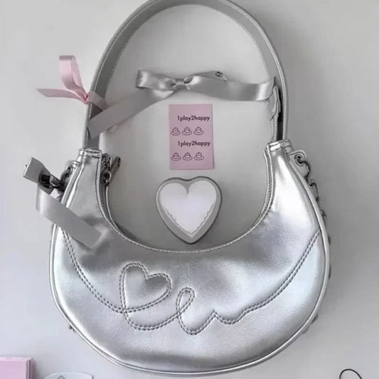 Y2k Silver Heart Handbag - Sliver