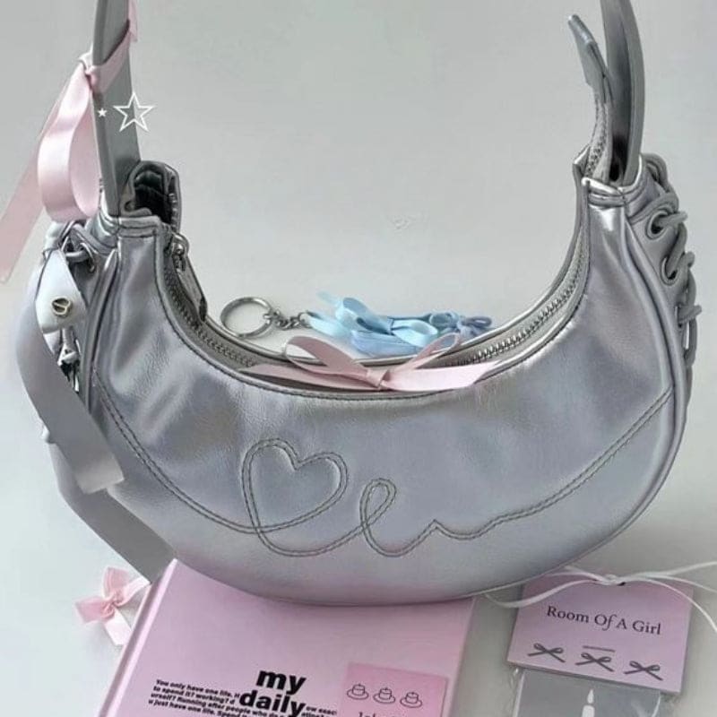 Y2k Silver Heart Handbag - Sliver