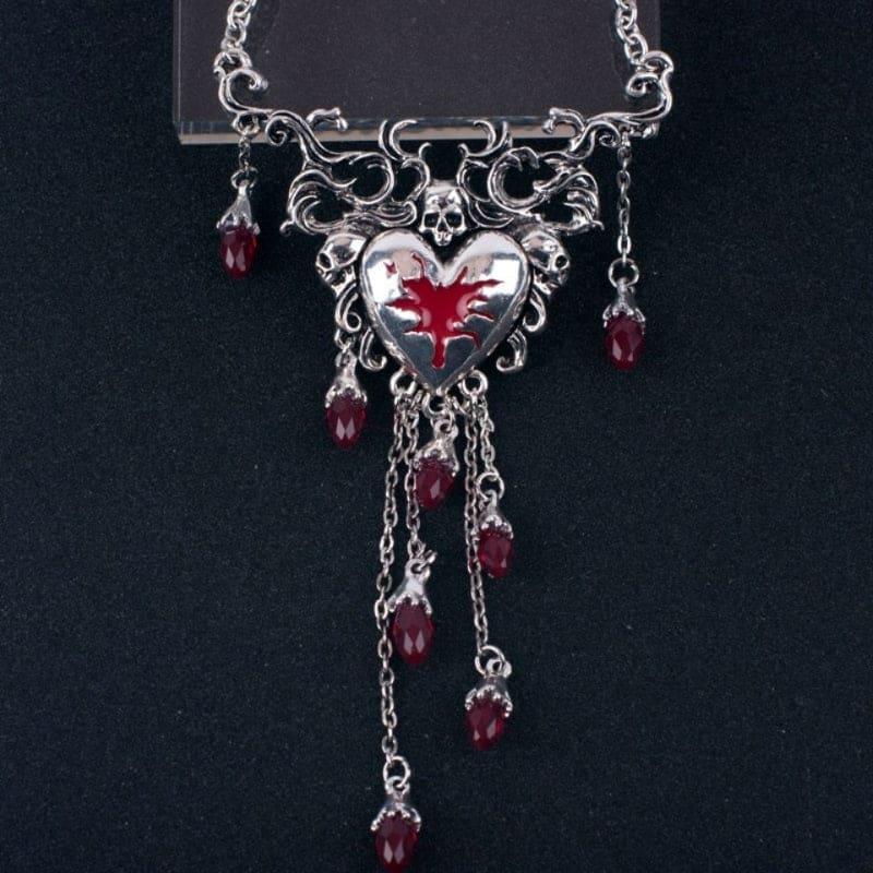 Y2K Skeleton Red Heart Necklace