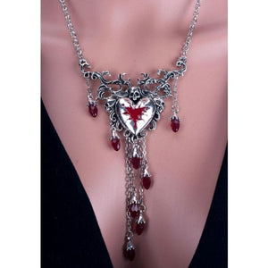 Y2K Skeleton Red Heart Necklace - necklace