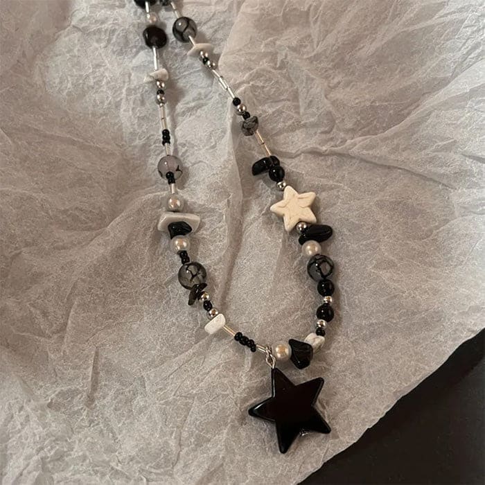 Y2K Star Beaded Necklace - Standart / Black - Necklace