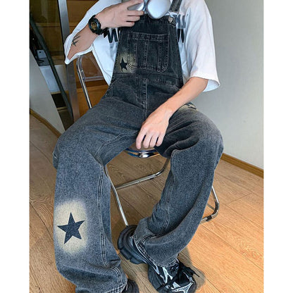 Y2K Star Denim Overalls - Pants