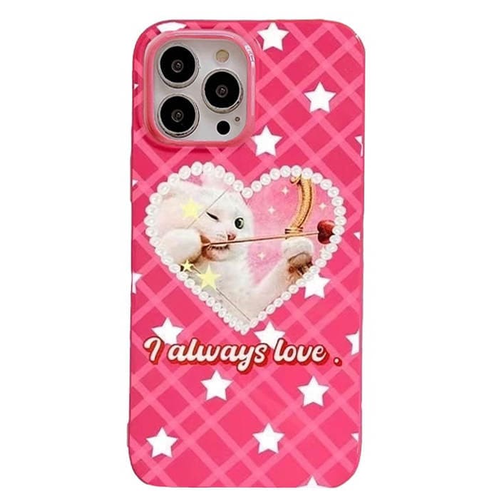 Y2K Star Heart Cat iPhone Case - IPhone Case