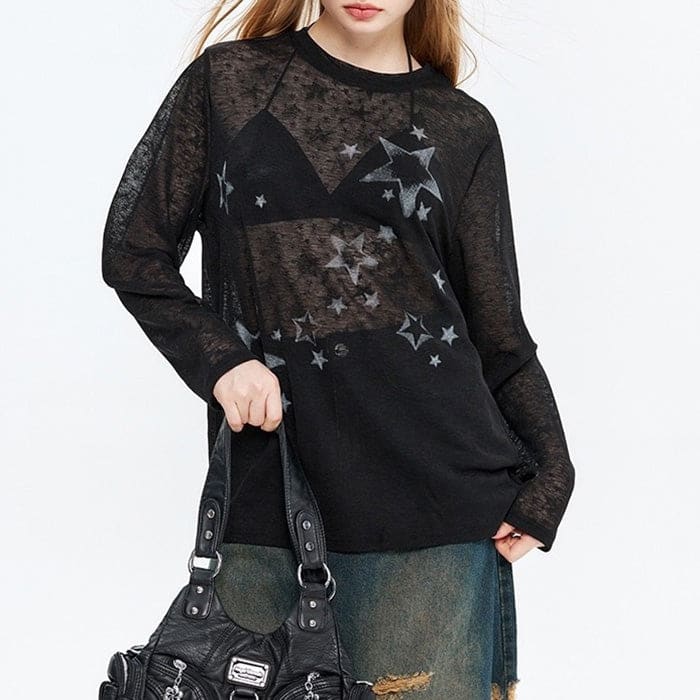 Y2K Star Long Sleeve Top - Tops