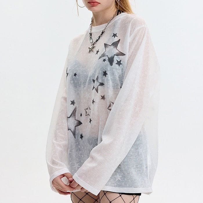 Y2K Star Long Sleeve Top - Tops