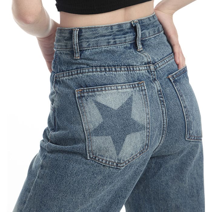 Y2K Star Washed Jeans - Jeans