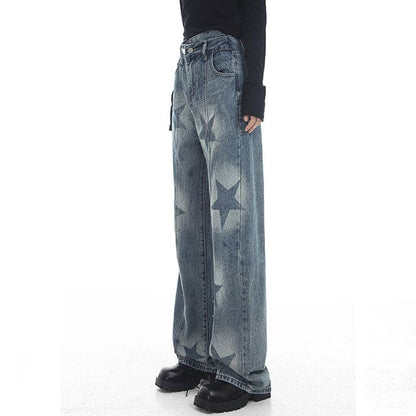 Y2K Star Washed Jeans - Jeans