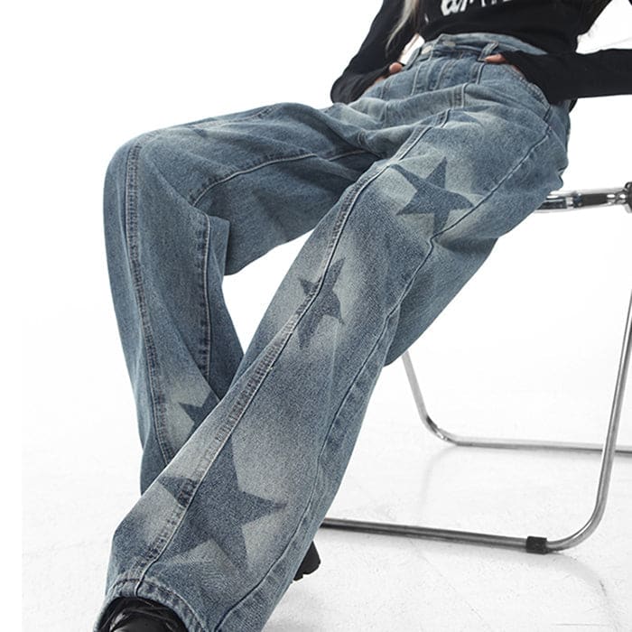 Y2K Star Washed Jeans - Jeans