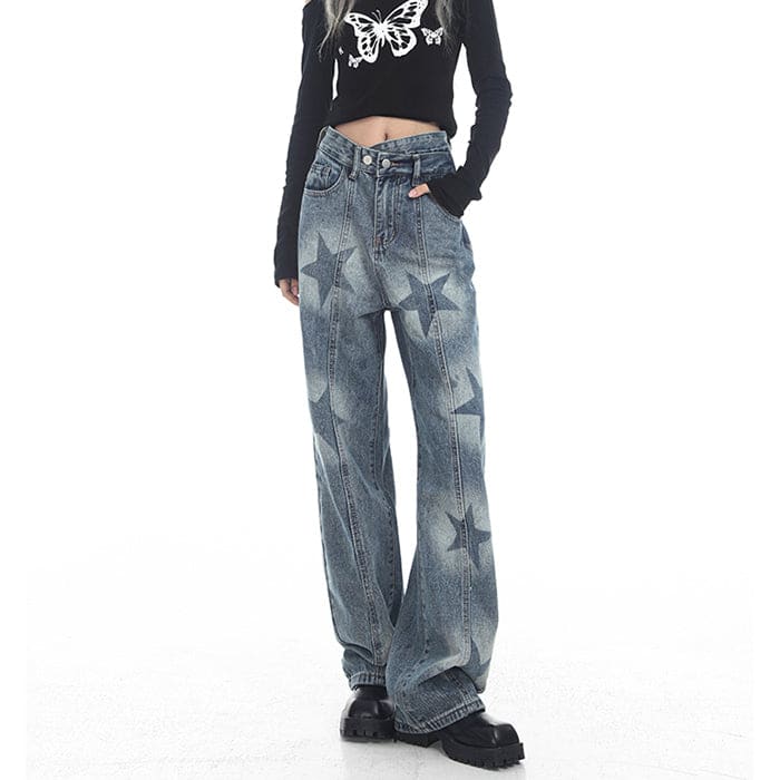 Y2K Star Washed Jeans - Jeans