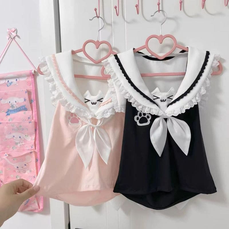 Y2K Sweet Sailor Collar Vest