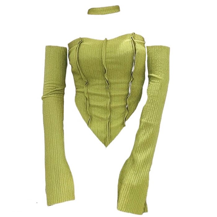 Y2K Top and Gloves Set - S / Green - Tops