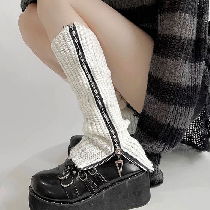 Y2K Zip Up Leg Warmers - Socks