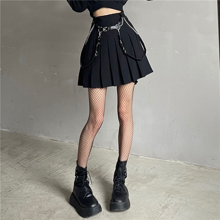 Y2K Zipper Short Sweatshirt Waistband Pleated Skirt Set