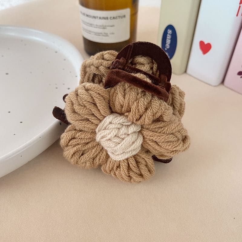 Yarn Flower Hair Claw Clip - Hair Fashion Accessories