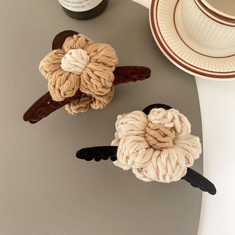 Yarn Flower Hair Claw Clip - Hair Fashion Accessories