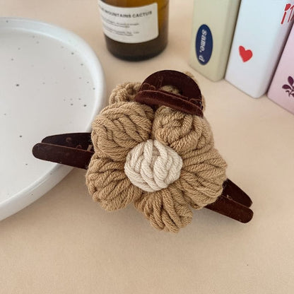 Yarn Flower Hair Claw Clip - Hair Fashion Accessories