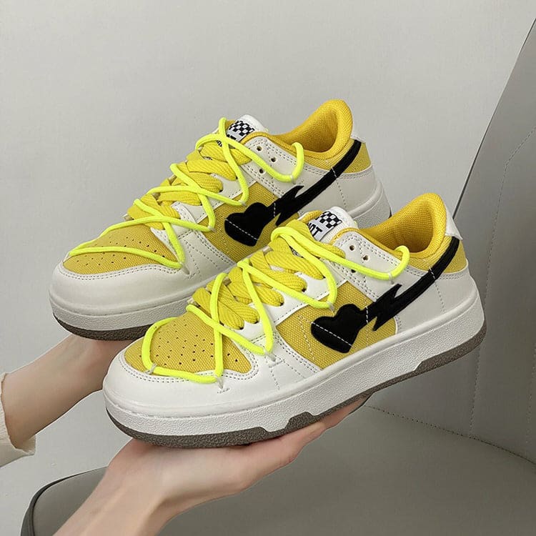 Yellow and Black Heart Sneakers - Sneakers