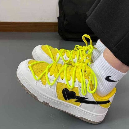 Yellow and Black Heart Sneakers - Sneakers