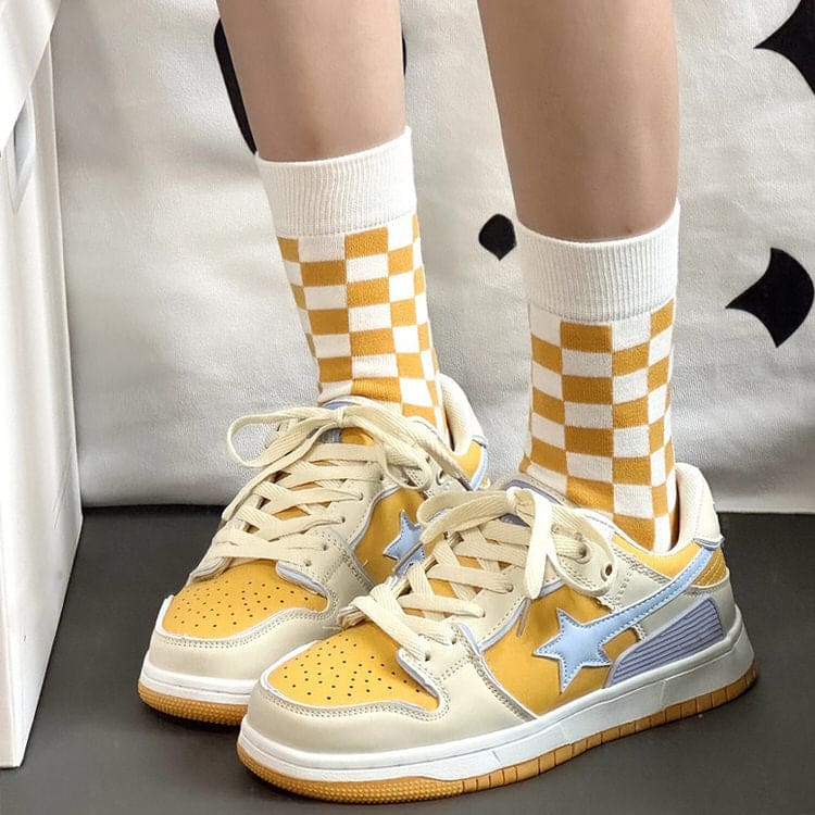 Yellow Star Aesthetic Sneakers - Sneakers