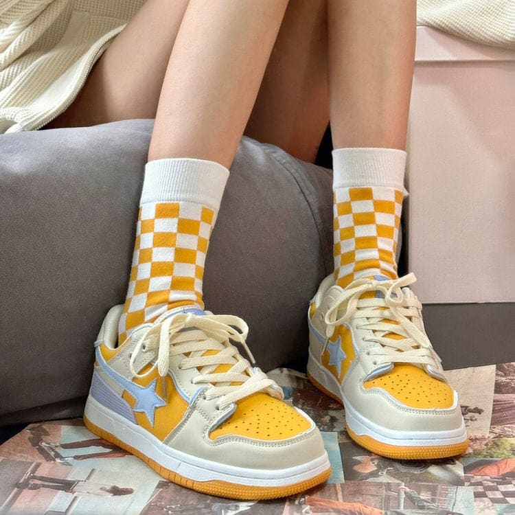 Yellow Star Aesthetic Sneakers - Sneakers