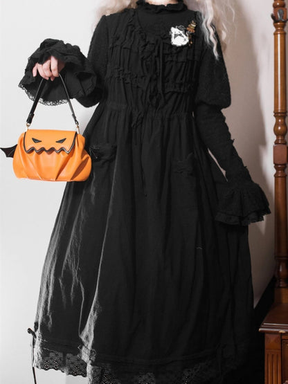 Halloween Orange Pumpkin Bat Wings Tote Bag - Orange / Free