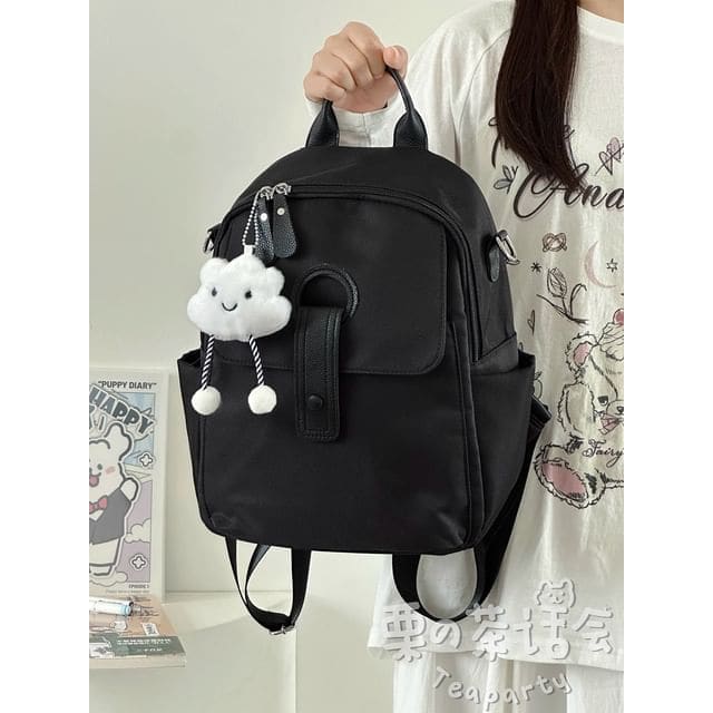 Zip Backpack / Bag Charm / Set - With Cloud Charm - Black