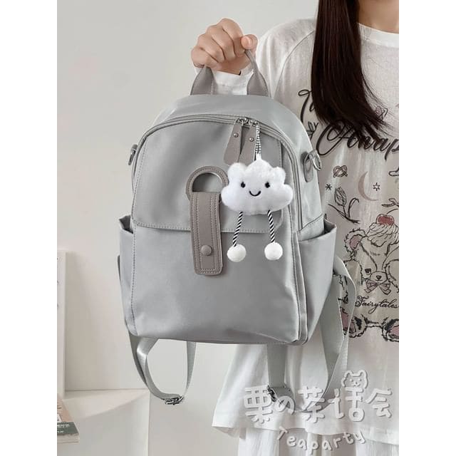 Zip Backpack / Bag Charm / Set - With Cloud Charm - Gray