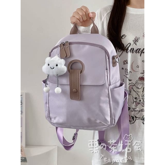 Zip Backpack / Bag Charm / Set - With Cloud Charm - Purple