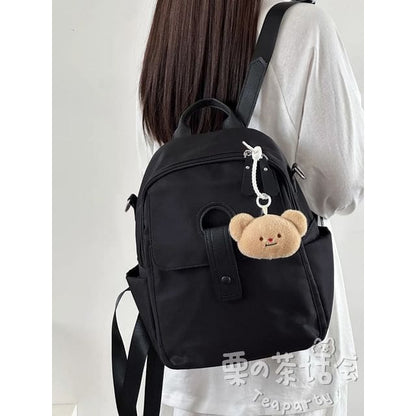 Zip Backpack / Bag Charm / Set - With Light Brown Bear