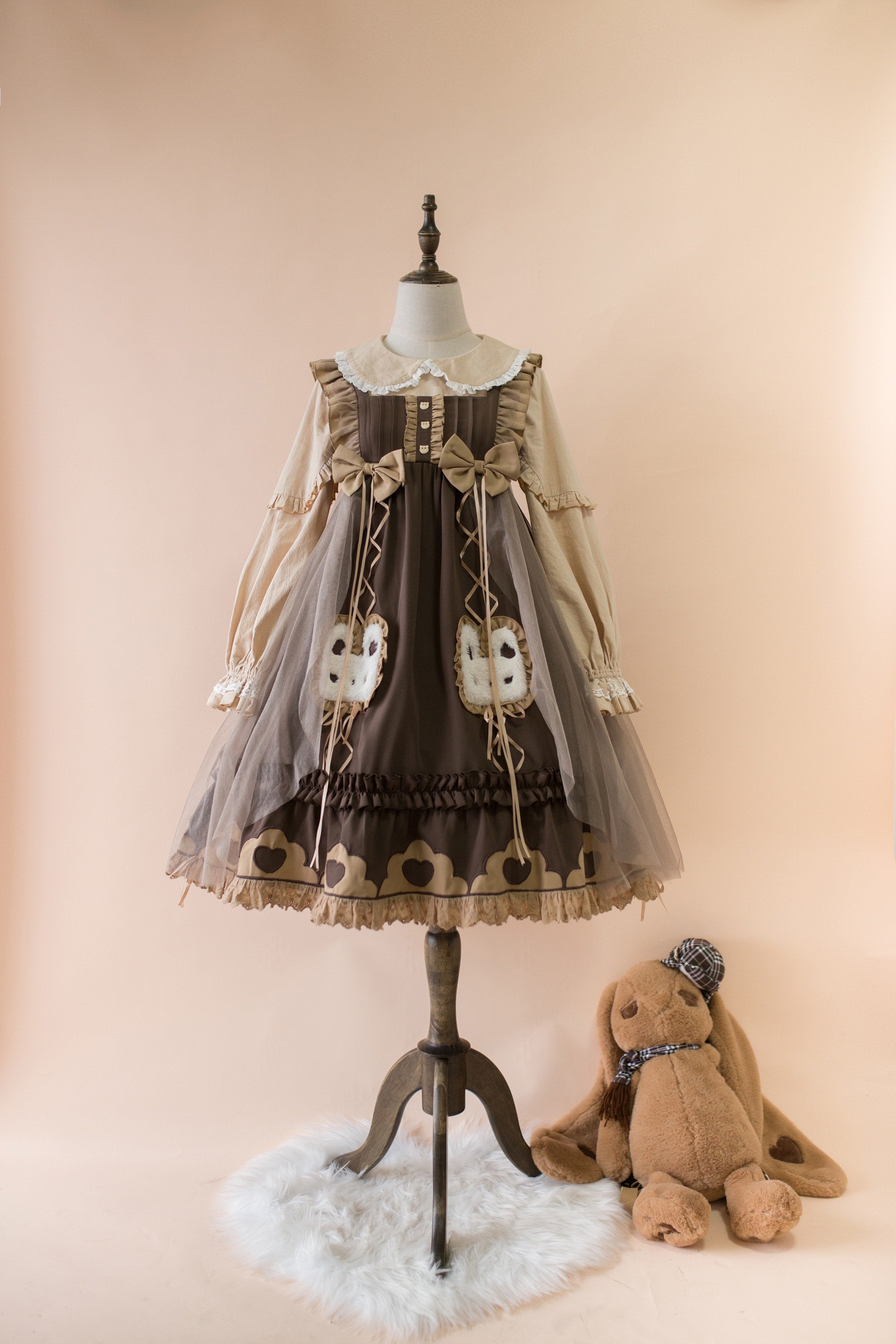 Japanese Sweet Lolita Cute Rabbit Ruffles Bow Jsk Princess Dress MK16741