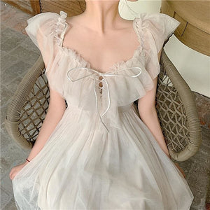 1 Puffy Fairy Off Shoulder Lace Dress MK14897 - KawaiiMoriStore