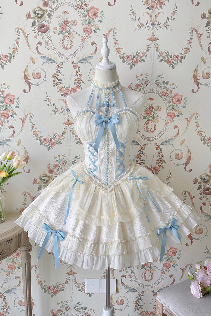 【Full Payment Reservation】Soft Gothic Cross Barbie Doll Halter Lolita Dress MK17397
