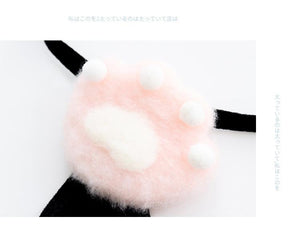 Kawaii Cat Paw Ruffle Bowknot Black Bandage Lingerie Set MK16850