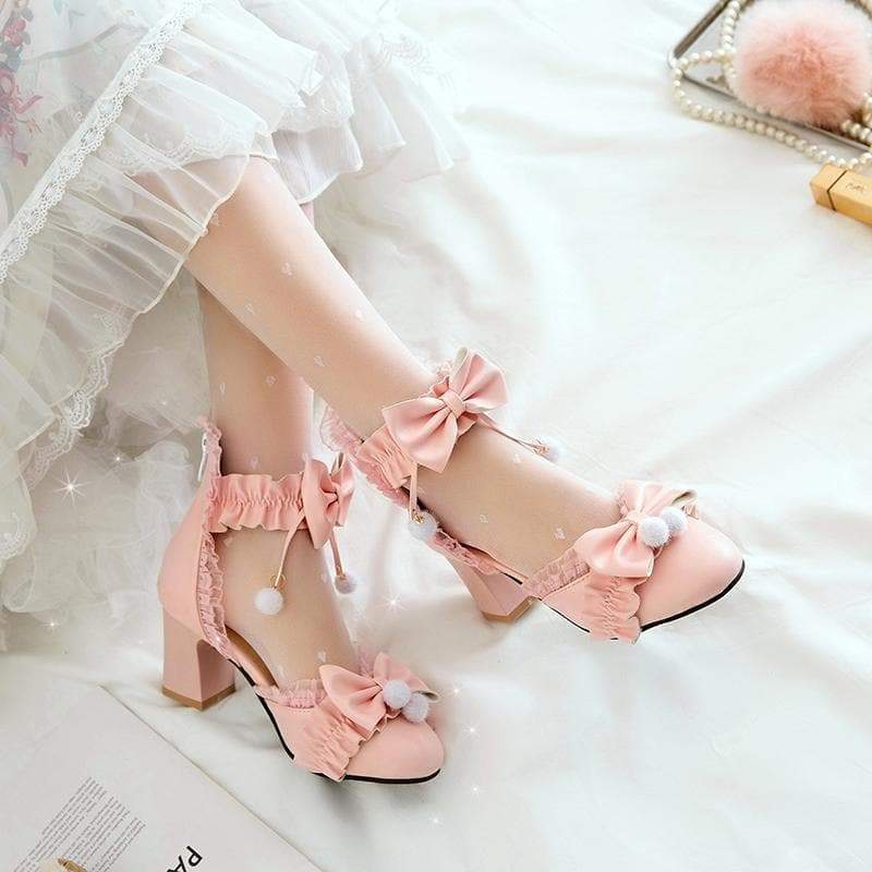 Black/Pink/White Fashion Kawaii Lolita High Heeled Cute Shoes MM1861