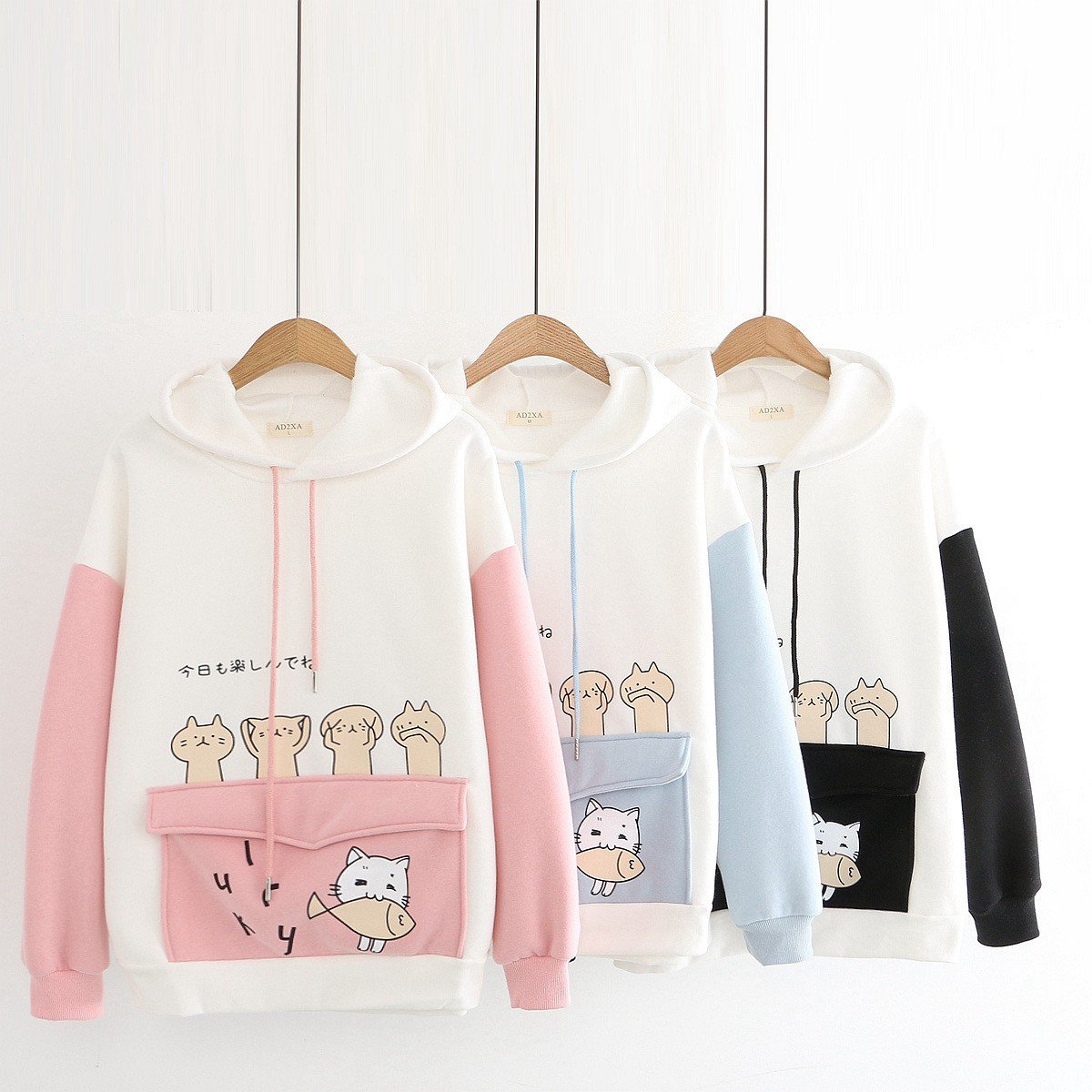 Harajuku Kawaii Cat Print Autumn Sweatshirt Cute Hoodie MK16378