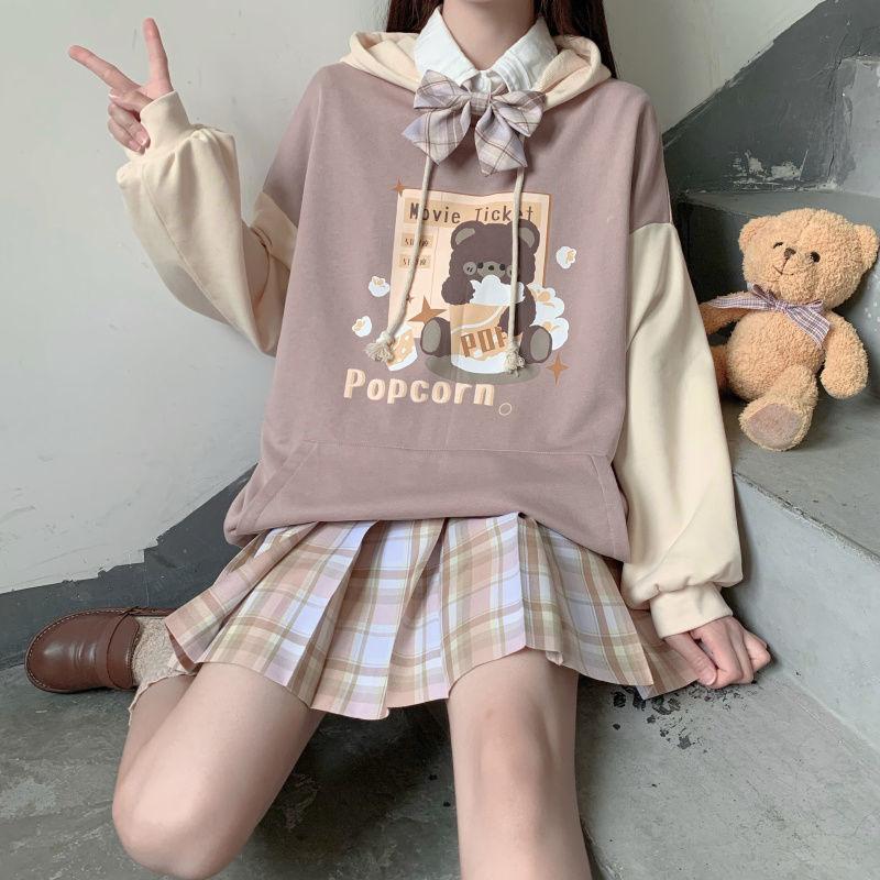 Japanese Kawaii Bear Hoodie Anime Cute Hoodies Soft Girls Pullover MK16342