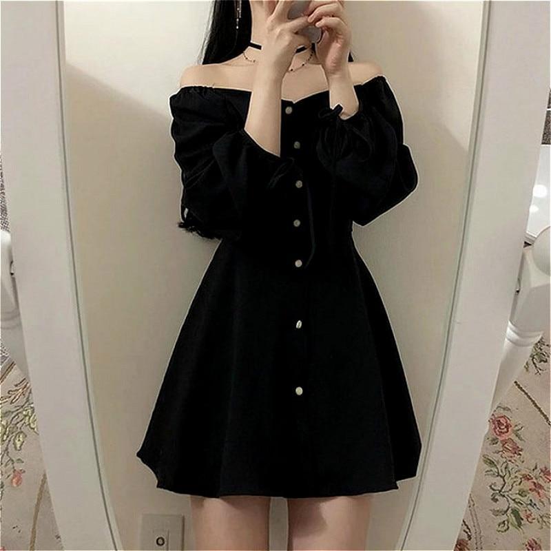 Vintage Elegant Black Long Sleeve Dress MK16203