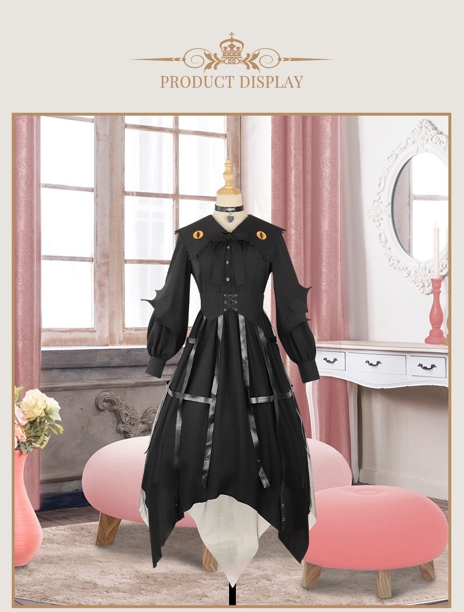 Japanese Fashion Lantern Sleeve Gothic Lolita Cosplay Dress BM005