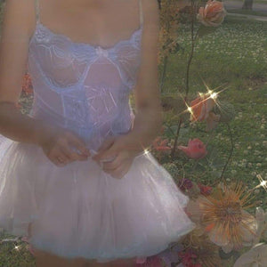 Cute Pastel Fairy Sweet Suspender Lace Dress MK17030