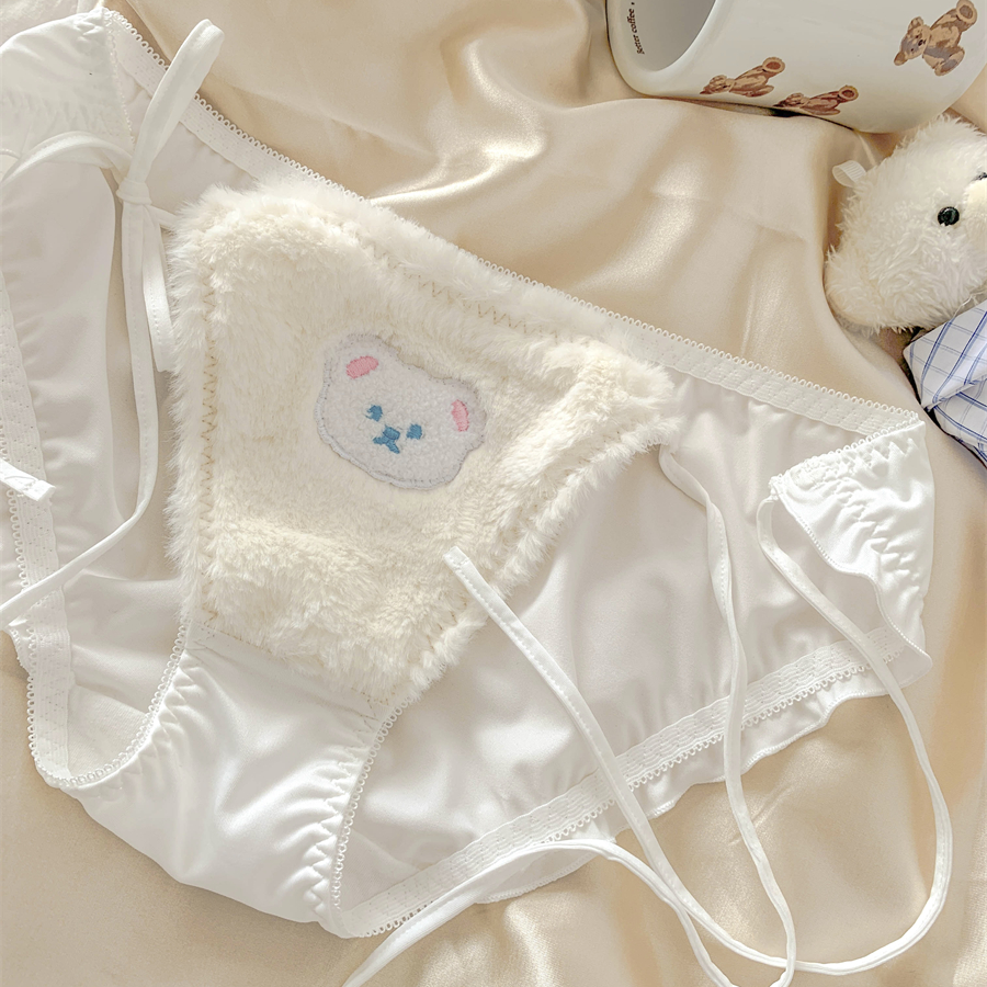 Kawaii Cute Bear Lace-up Fluffy Panties MK17616