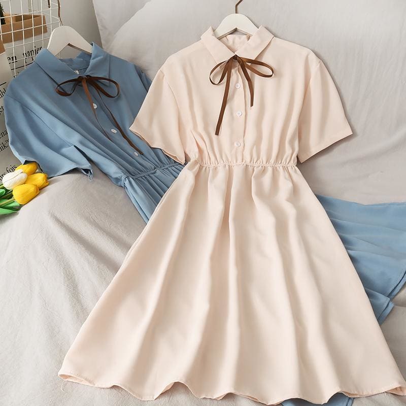 7 Colors Students Polo Collar Dress MK15909 - KawaiiMoriStore