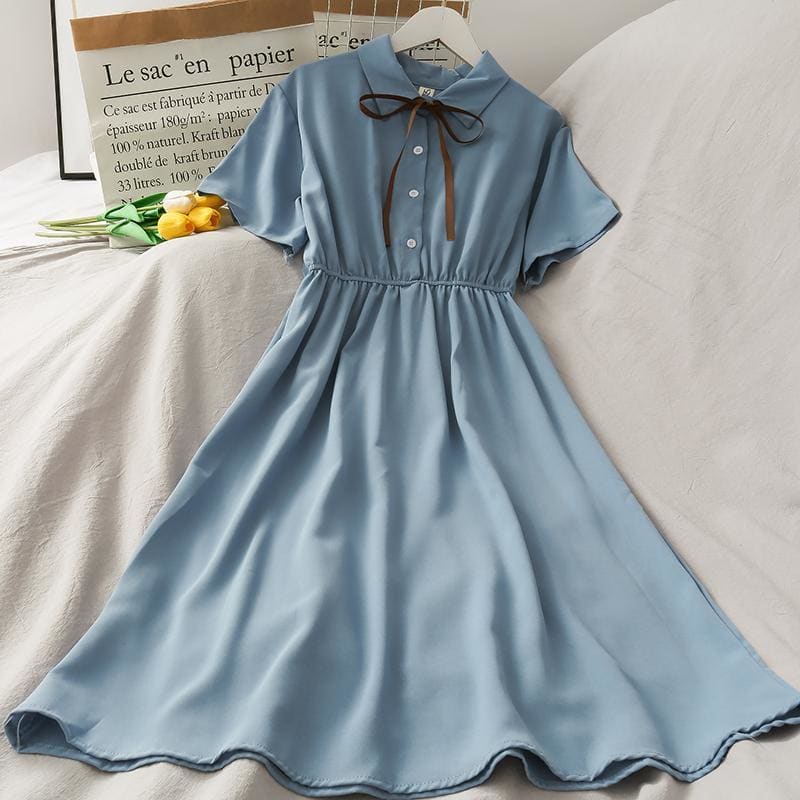 7 Colors Students Polo Collar Dress MK15909 - KawaiiMoriStore