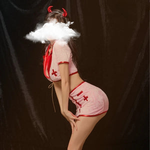 Christmas Pink/White Kawaii Devil Nurse Dress Set MK16836