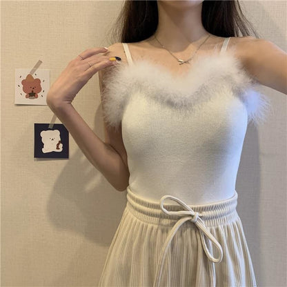 90s-Princess Feather Pastel Kawaii Aesthetic Knit Top - 